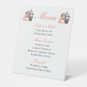 Enchanting Gnome Rustic Woodland Wedding Menu Reclamebord Met Voetstuk (Voorkant)