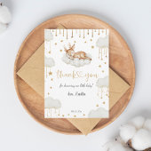 Enchanting Gold Starry Fawn Baby shower Bedankkaart