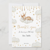 Enchanting Gold Starry Fawn Baby shower Bedankkaart (Voorkant)