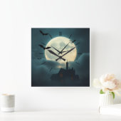 Enchanting Haunted Moon Clock | Luxury Gothic Art Vierkante Klok (Huis)