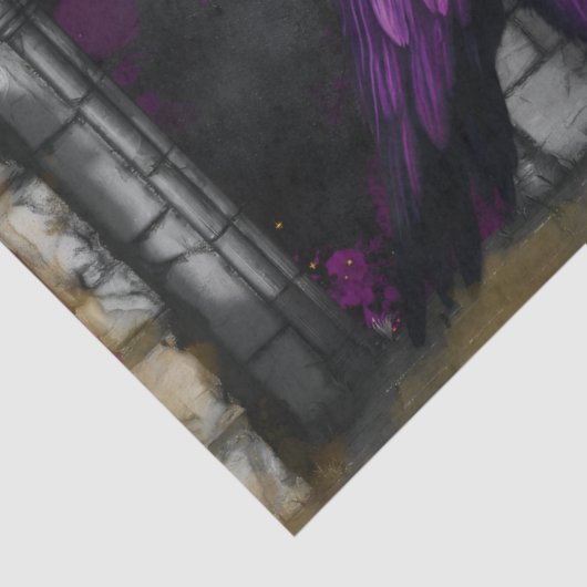 Enchanting Midnight Purple Crow Garden Decoupage Tissuepapier (Detail)