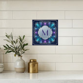 Enchanting  Monogram Teal Purple Swirls Decorative Tegeltje