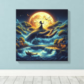 Enchanting Moonlight Serenade Canvas Afdruk (Insitu (Houten vloer))