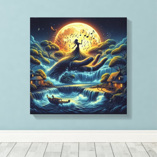 Enchanting Moonlight Serenade Canvas Afdruk (Insitu (Houten vloer))