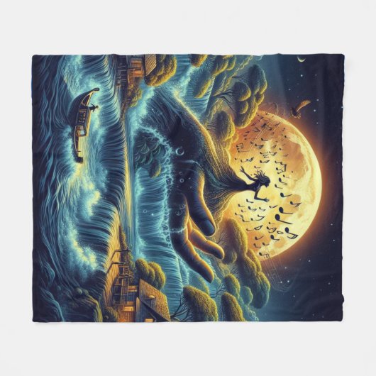 Enchanting Moonlight Serenade Fleece Deken (Voorkant (Horizontaal))