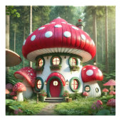 Enchanting Mushroom House - grillig sprookje Foto Afdruk (Voorkant)