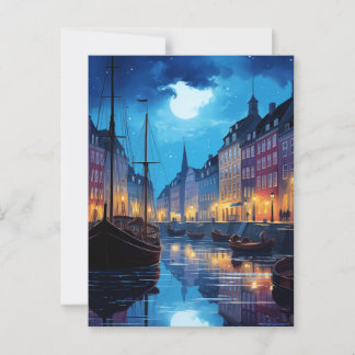 Enchanting Nyhavn Copenhagen Night Canal Scene Briefkaart