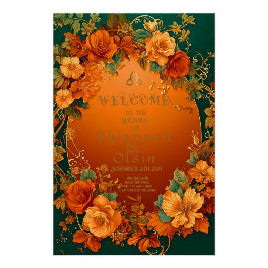 Enchanting Orange and Green Autumn Druid Wedding Perfect Poster (Voorkant)