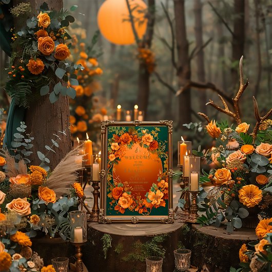 Enchanting Orange and Green Autumn Druid Wedding Perfect Poster