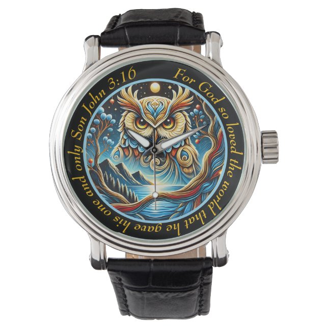 Enchanting Owl Timepiece Spiritual Wisdom Horloge (Voorkant)