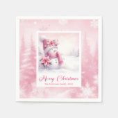Enchanting Pinkmas Winter Scene Snowman Party Nap  Servet (Voorkant)