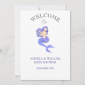 Enchanting Purple Mermaid Baby Shower Invitation Kaart (Voorkant)