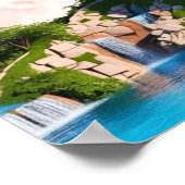 Enchanting Rainbow Castle & Cascading Waterfalls Poster (Hoek)