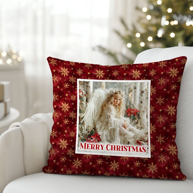 Enchanting Red and Gold Victorian Angel Christmas  Kussen (Enchanting Red and Gold Victorian Angel Christmas Pillow)