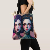 Enchanting Twin Sisters Portret Canvas tas (Dichtbij)