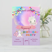 Enchanting Unicorn - Uitnodiging voor het 4e verja (Staand voorkant)