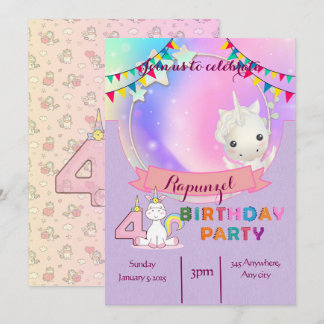 Enchanting Unicorn - Uitnodiging voor het 4e verja