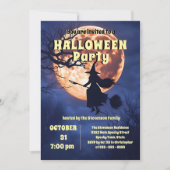 Enchanting Witch Full Moon Halloween Party Kaart (Voorkant)