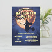 Enchanting Witch Full Moon Halloween Party Kaart (Staand voorkant)