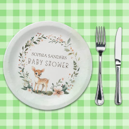 Enchanting Woodland Deer Baby Shower Papieren Bordje