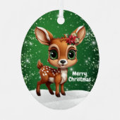 Enchanting Young Buck Starry Green Whimsical  🎄🦌 Metalen Ornament (Voorkant)