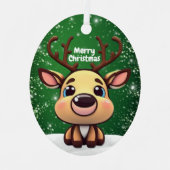 Enchanting Young Buck Starry Green Whimsical  🎄🦌 Metalen Ornament (Voorkant)