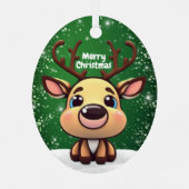 Enchanting Young Buck Starry Green Whimsical  🎄🦌 Metalen Ornament (Achterkant)