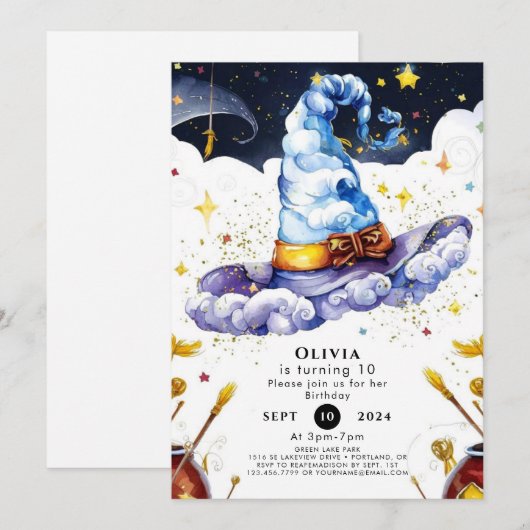 Enchantment Kinderen's Fun Wizard Verjaardag Kaart (Voorkant / Achterkant)