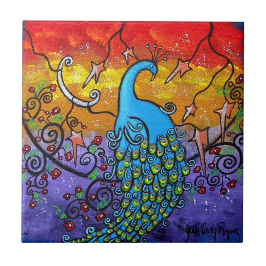 Enchantment Peacock Art Tile Tegeltje (Voorkant)