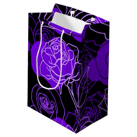 Enchantmiddel Paarse Rozen Floral Gift Bag Medium Cadeauzakje (Achterkant Gekanteld)