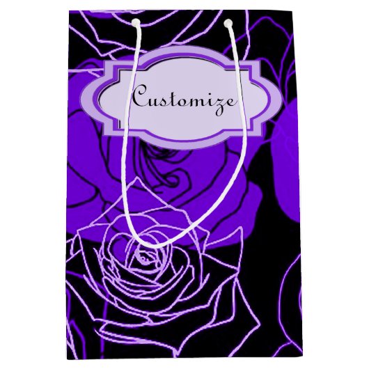 Enchantmiddel Paarse Rozen Floral Gift Bag Medium Cadeauzakje (Voorkant)