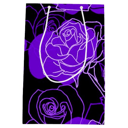 Enchantmiddel Paarse Rozen Floral Gift Bag Medium Cadeauzakje (Achterkant)