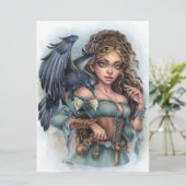 Enchantress Fairy Elf Fantasy Raven Woman Art Kaar (Staand voorkant)