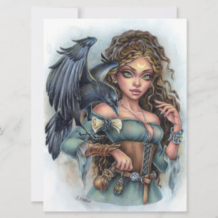 Enchantress Fairy Elf Fantasy Raven Woman Art Kaar