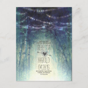 Enchated Forest String Lights Sla de datum op Aankondigingskaart
