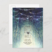Enchated Forest String Lights Sla de datum op Aankondigingskaart (Voorkant / Achterkant)