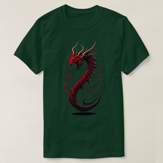 Enching Dragon Vector Kunst Monochromatische Rode  T-shirt (Design voorkant)
