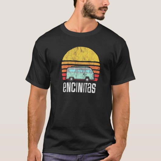 Encinitas Ca Hippie Van Beach Bum Surfer T-shirt (Voorkant)