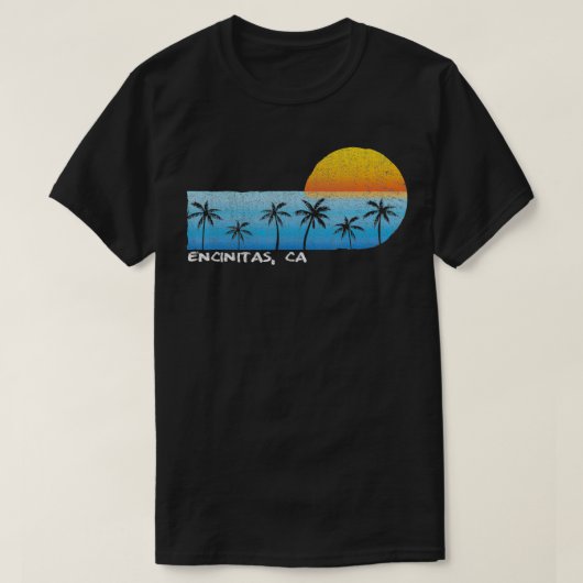 Encinitas CA Palmbomen Sunset Beach T-shirt (Design voorkant)
