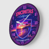 Encinitas California Coastal Sunset Neon Grote Klok (Hoek)