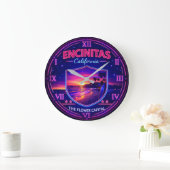 Encinitas California Coastal Sunset Neon Grote Klok (Huis)