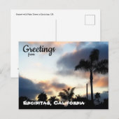 Encinitas California Palm Trees Sunset Briefkaart (Voorkant / Achterkant)