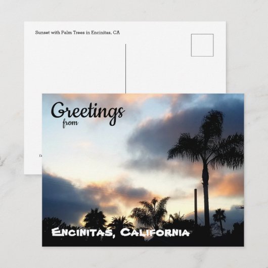 Encinitas California Palm Trees Sunset Briefkaart (Voorkant / Achterkant)
