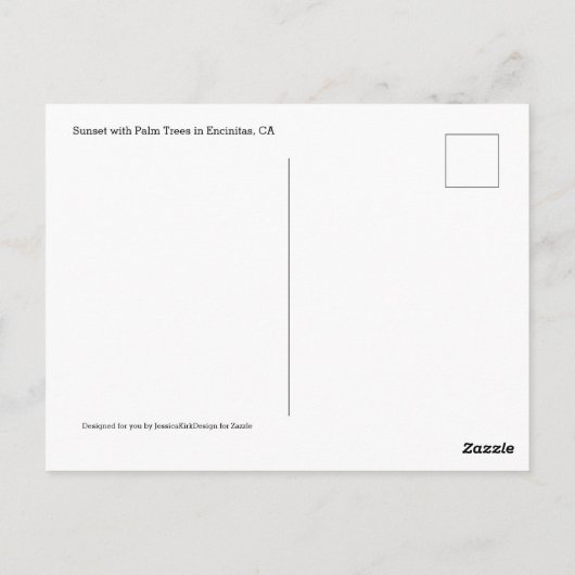 Encinitas California Palm Trees Sunset Briefkaart (Achterkant)