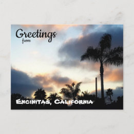 Encinitas California Palm Trees Sunset Briefkaart