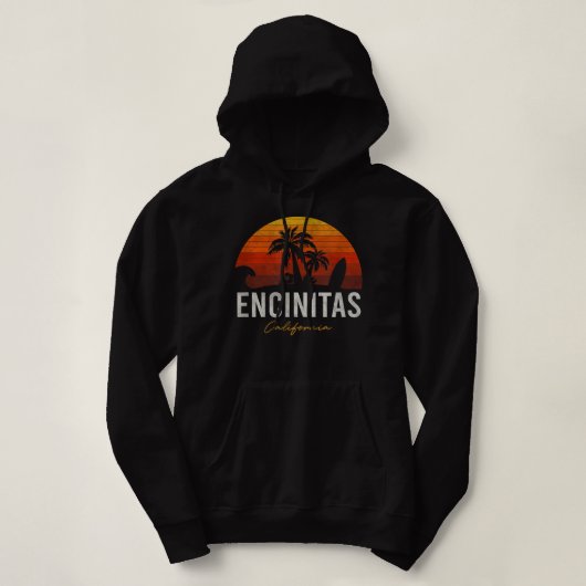 Encinitas California Palms Surf Sunset Hoodie (Design voorkant)
