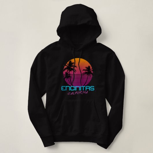 Encinitas California Retro 80's Sunset Zip Hoodie (Design voorkant)
