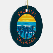 Encinitas California Retro Noodlijdende Cirkel Keramisch Ornament (Rechts)