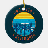 Encinitas California Retro Noodlijdende Cirkel Keramisch Ornament (Voorkant)