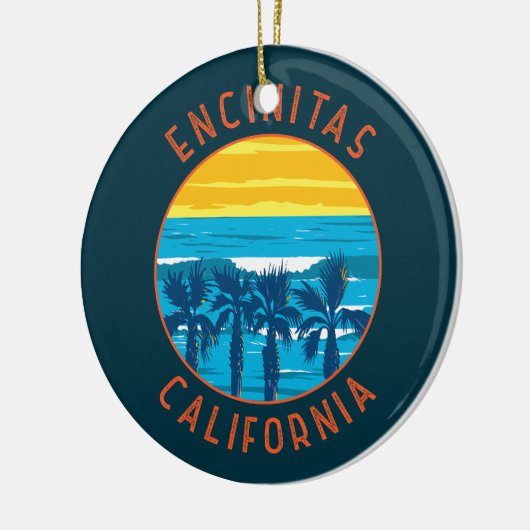 Encinitas California Retro Noodlijdende Cirkel Keramisch Ornament (Links)